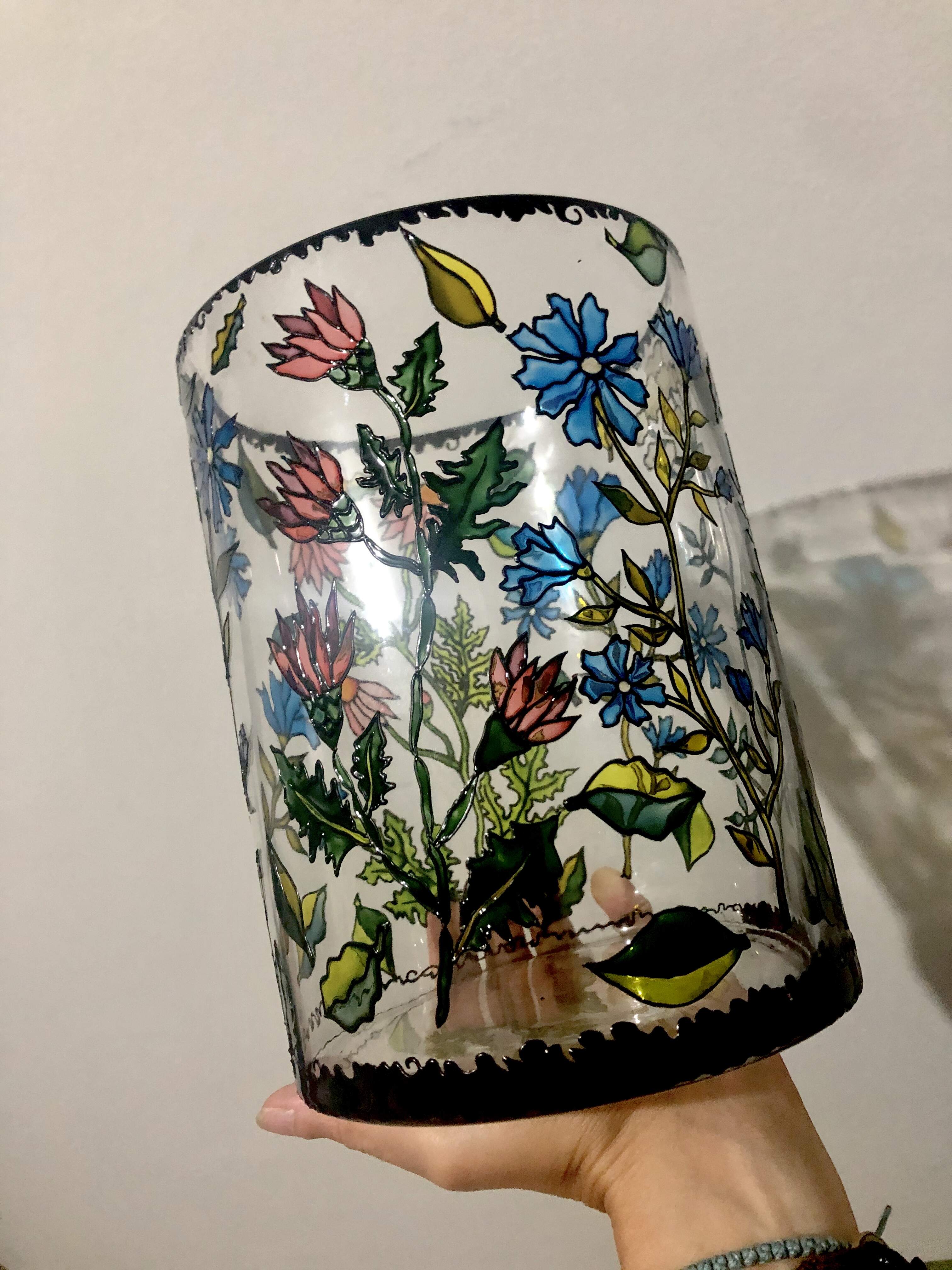 hand painted wild flowers design