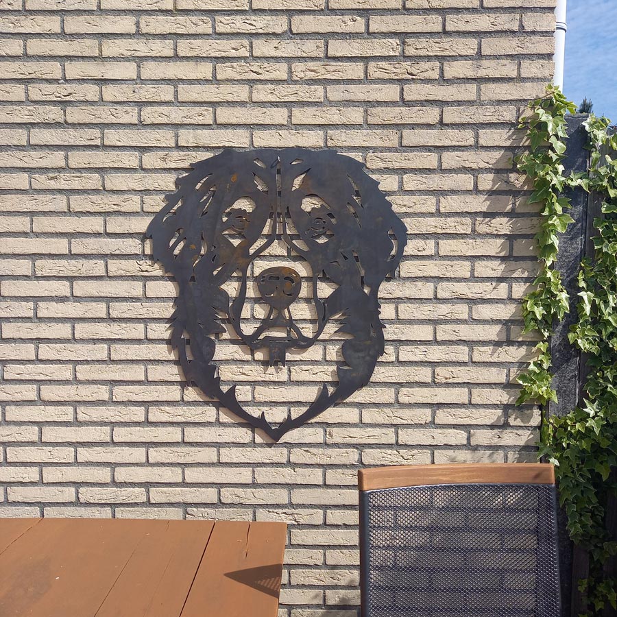 Metalen wanddecoratie - hond kop - Berner Sennenhond