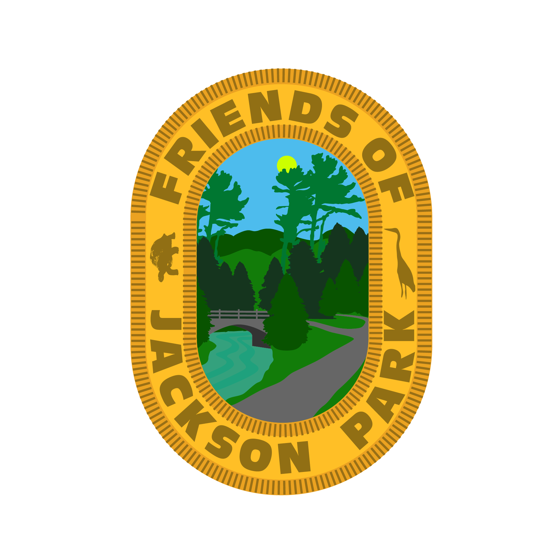 Logo/Badge Friends of Jackson Park. Created in 2023 to relaunch the group create visual awareness