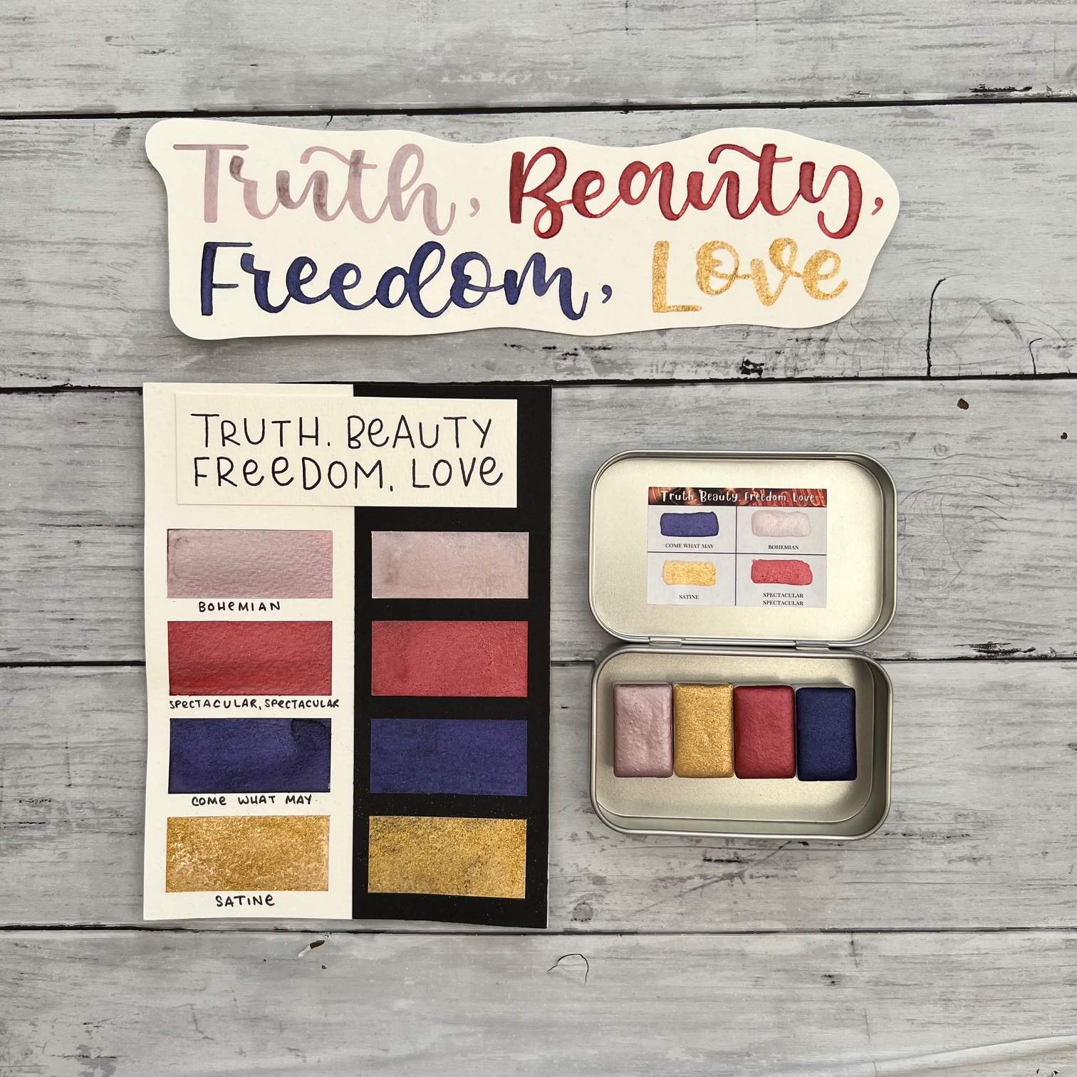 Truth, Beauty, Freedom, Love Handmade Watercolour Set