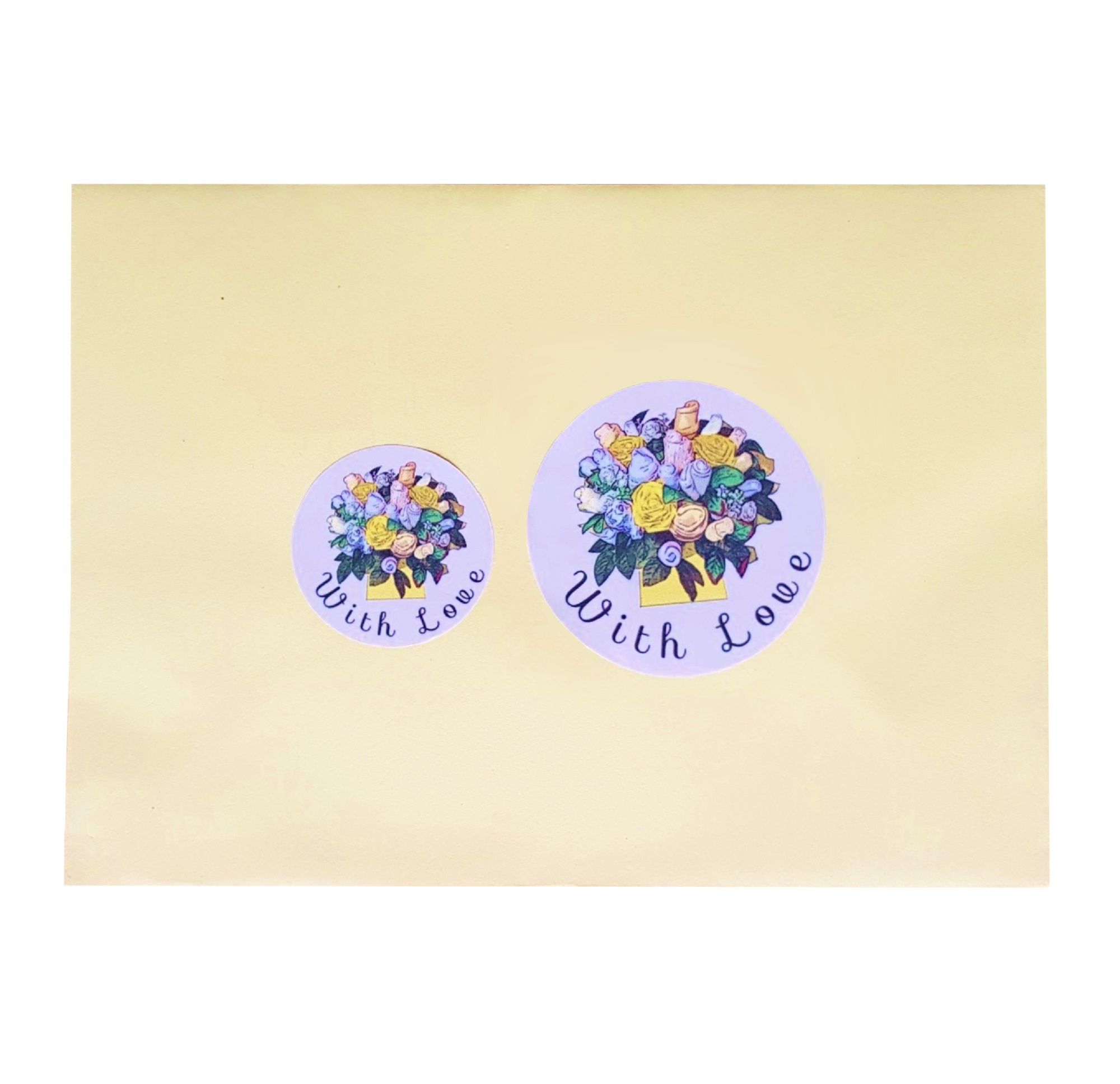 "With Love" Stickers - Yellow Floral Bouquet