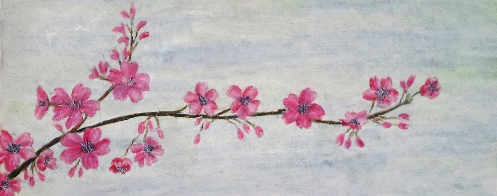 Cherry Blossoms - detail from Berries, Blossoms, Branches painting by contemporary Irish artist Mary Wallace