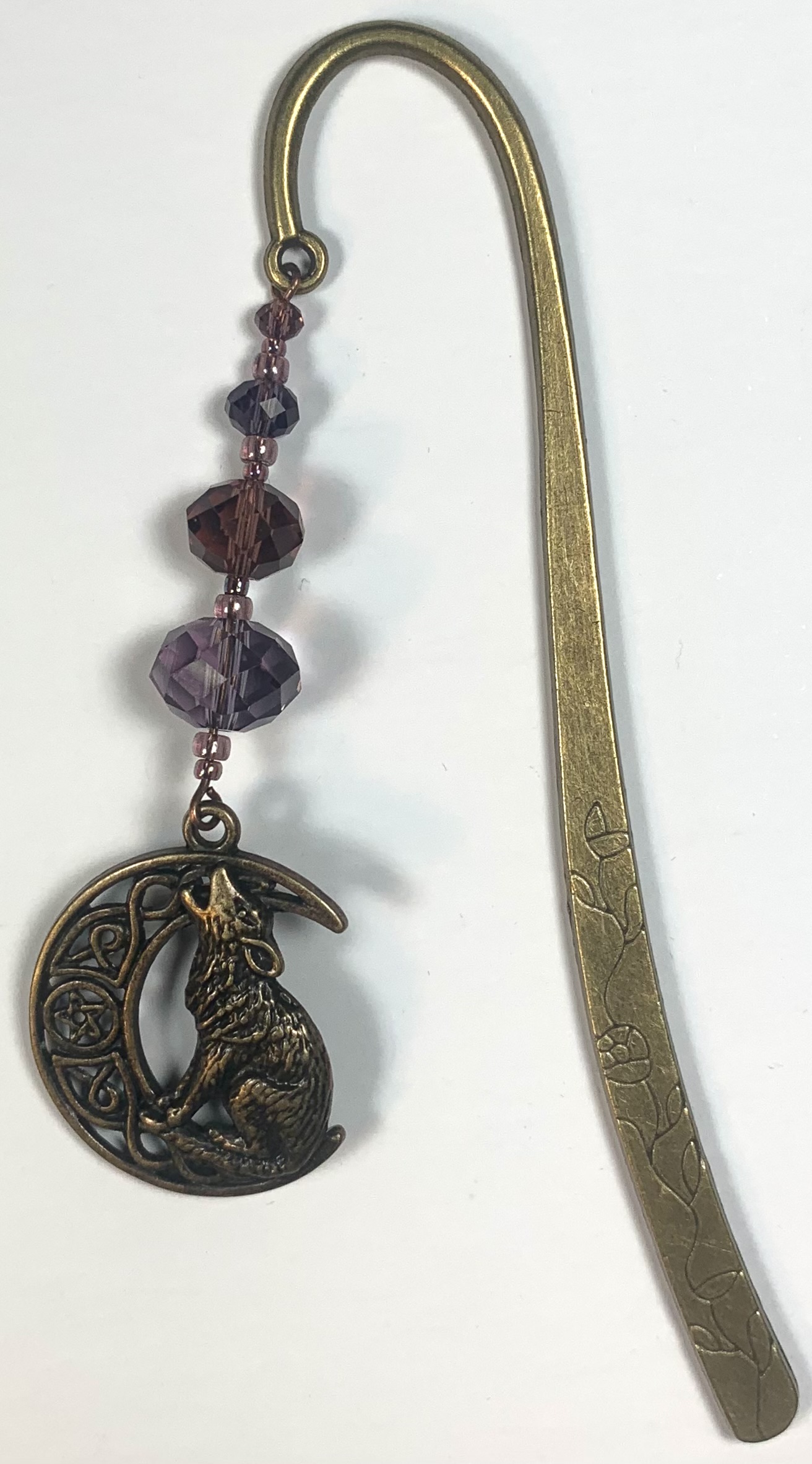 Copper bookmark with Celtic wolf and moon