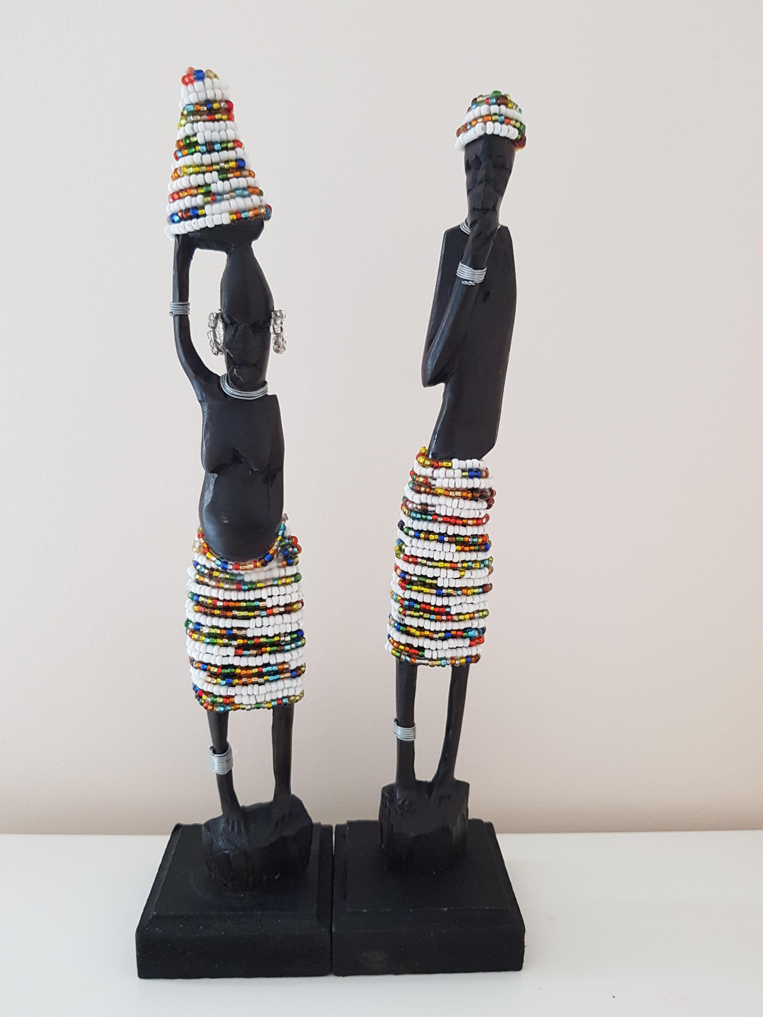 African Beaded Statues (Pair)