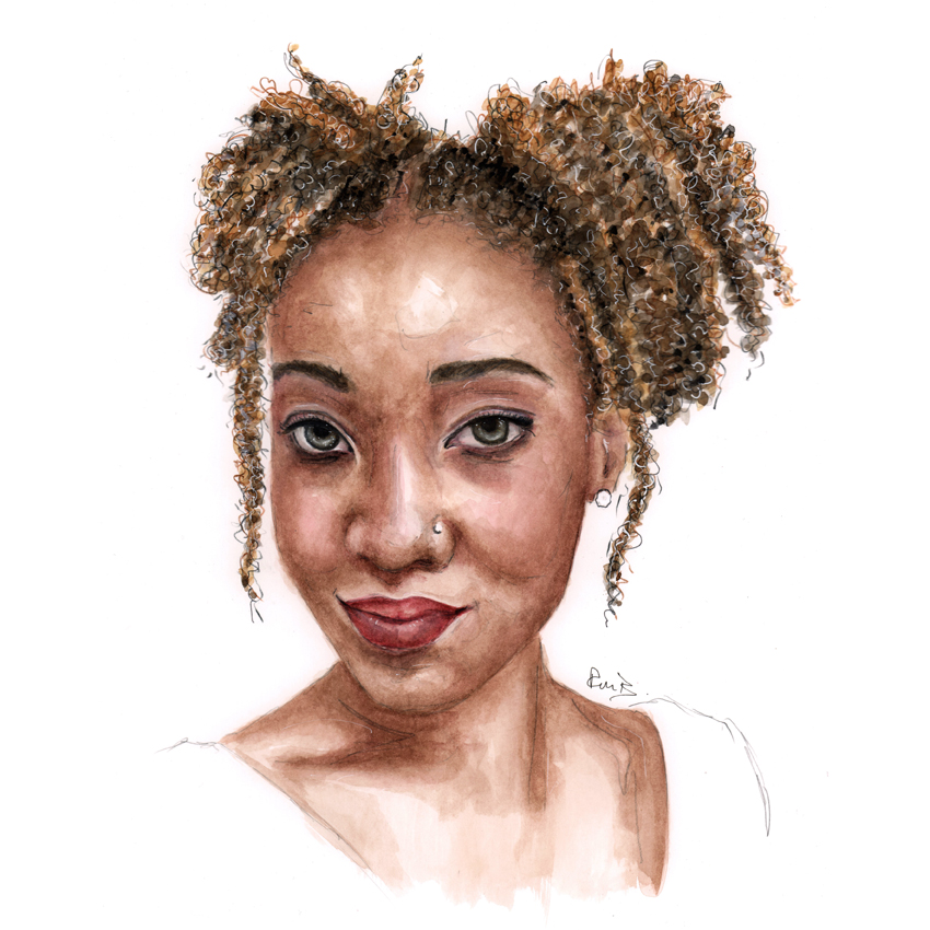 A3 Watercolour Pencil & Ink Portrait Illustration