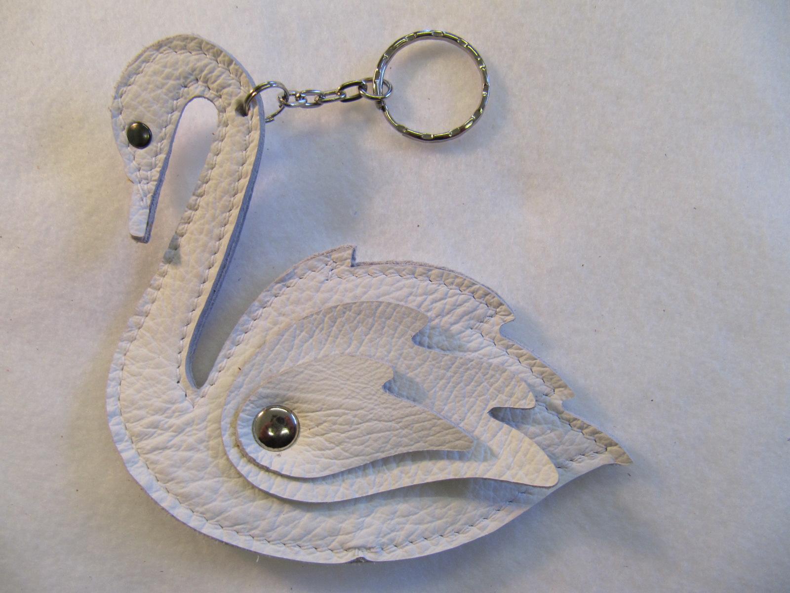 Swan leather key fob