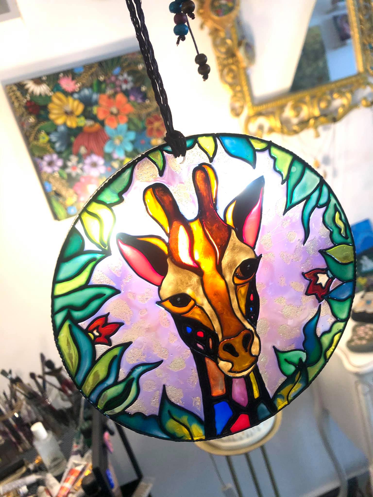hand made, hand painted giraffe 15d
