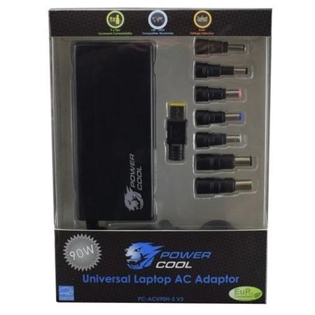 Powercool 90W Universal Notebook Power Adapter with New HP & Lenovo Tips - (9 Tips)