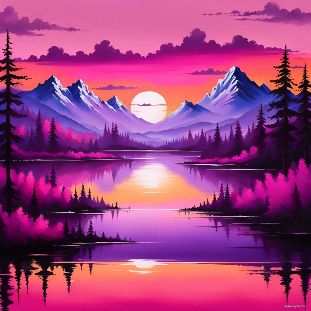 5 pack of prinatble landscapes in pink and purple