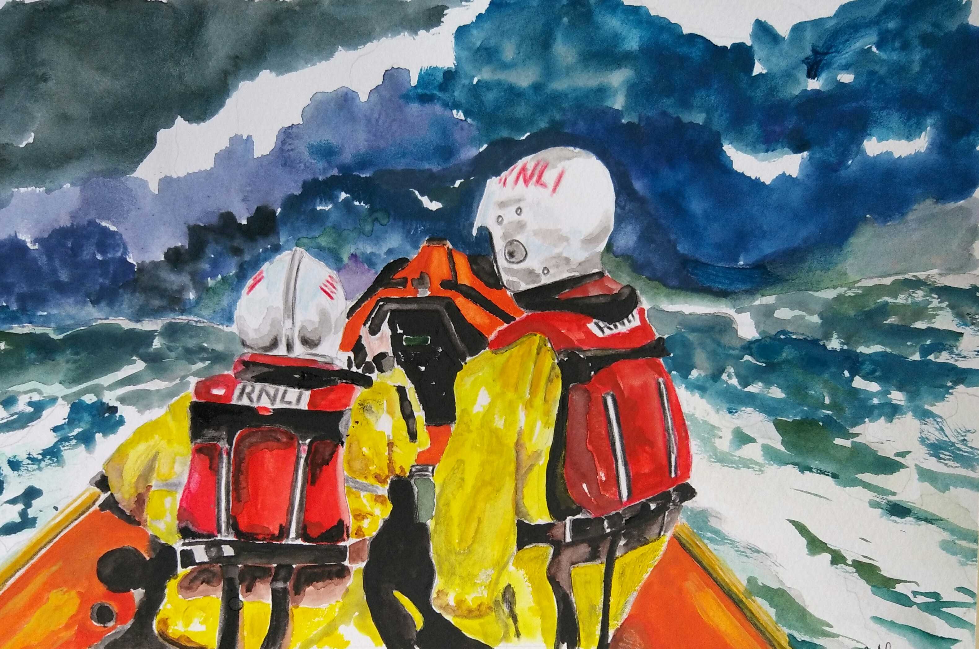 Facing the Storm - Watercolour 10"x12" Unframed (Donated to RNLI)