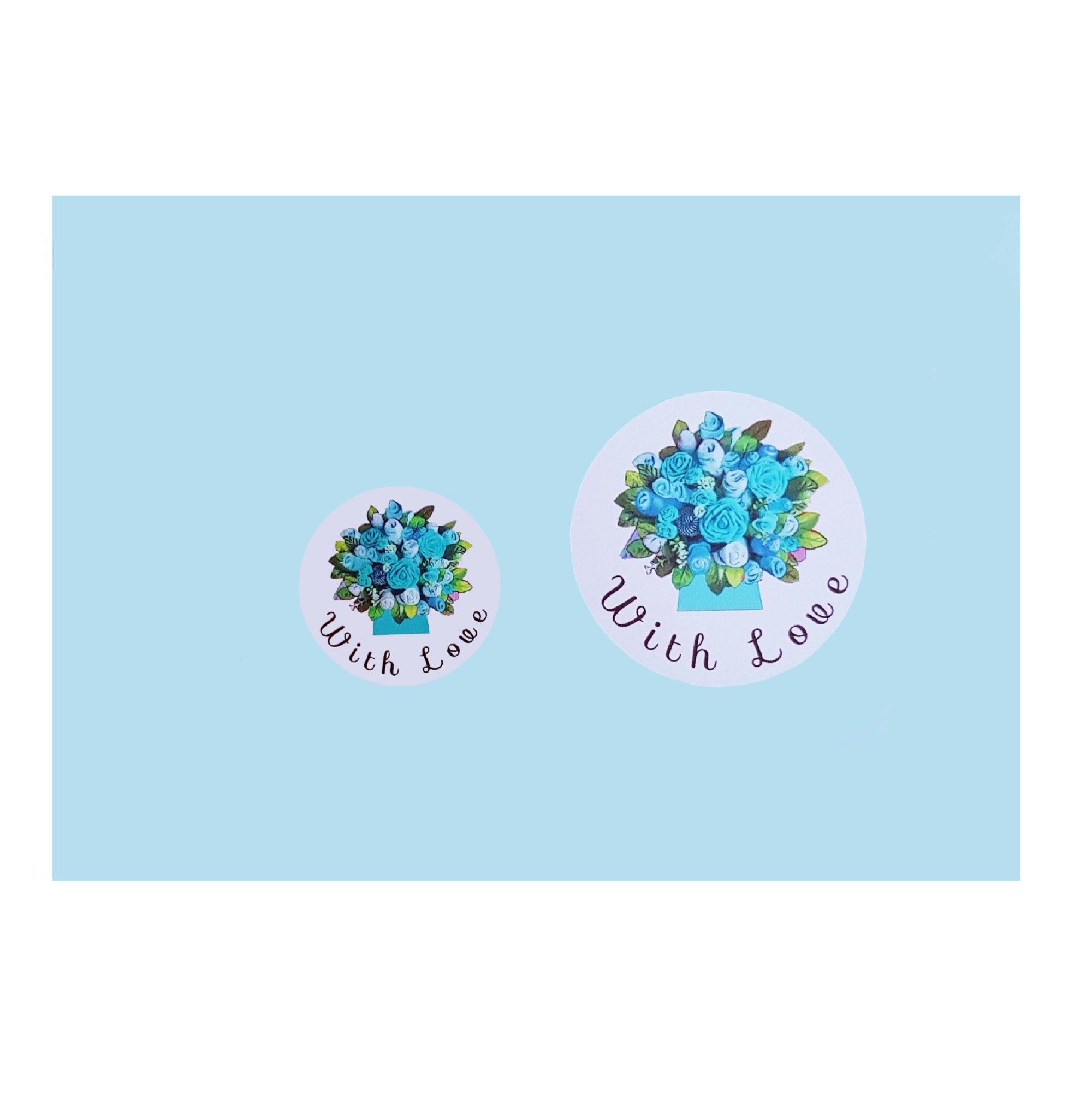 "With Love" Stickers - Blue Floral Bouquet