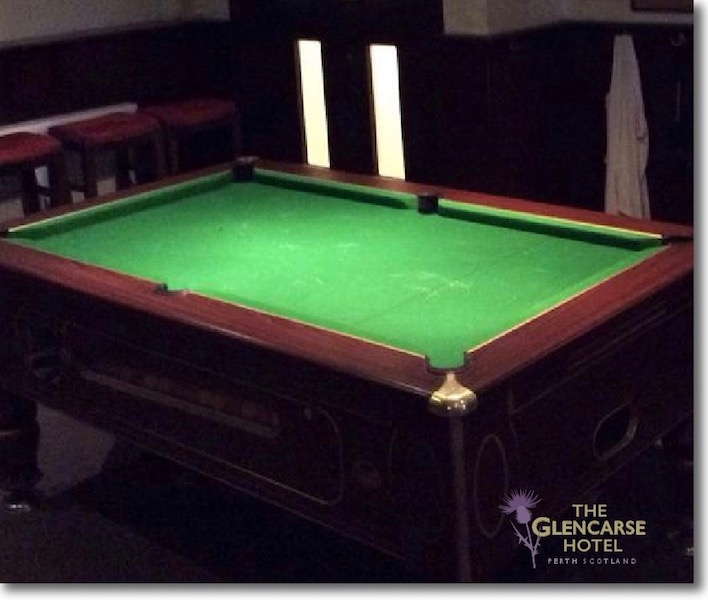 The pool table at The Glencarse Hotel and Restaurant near Perth, Scotland
