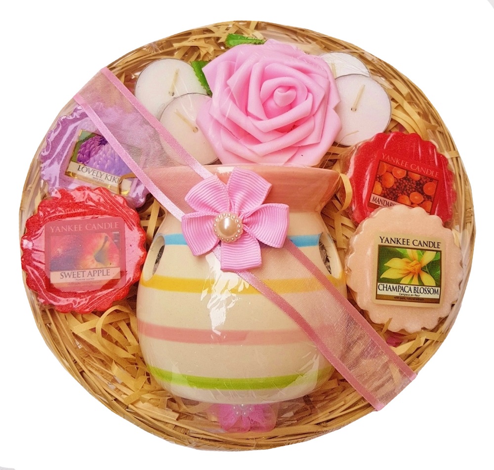 Candle Burner Gift Basket - Pink