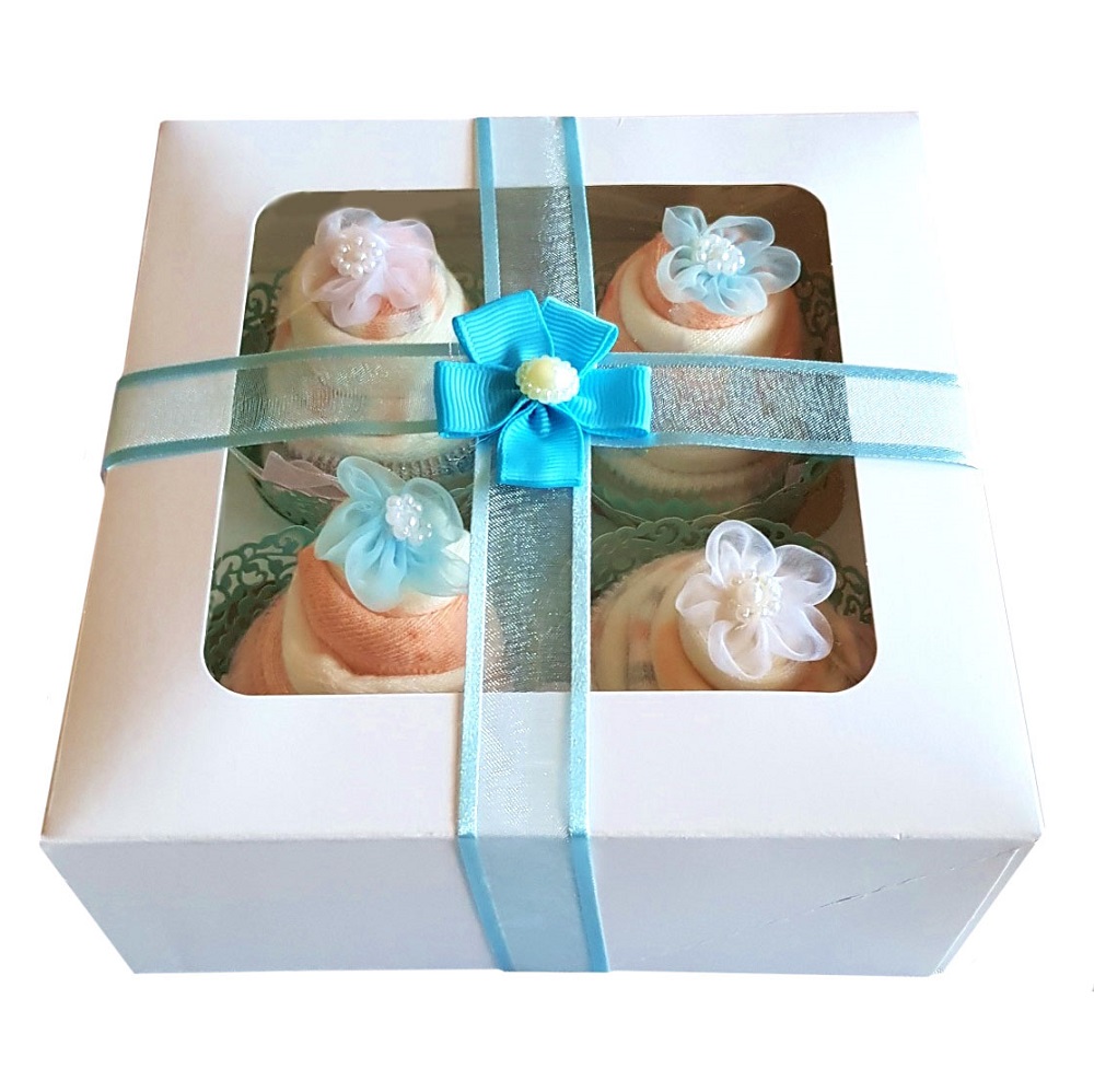 Women's Sock Cupcakes, Blue Ribbon Gift Box