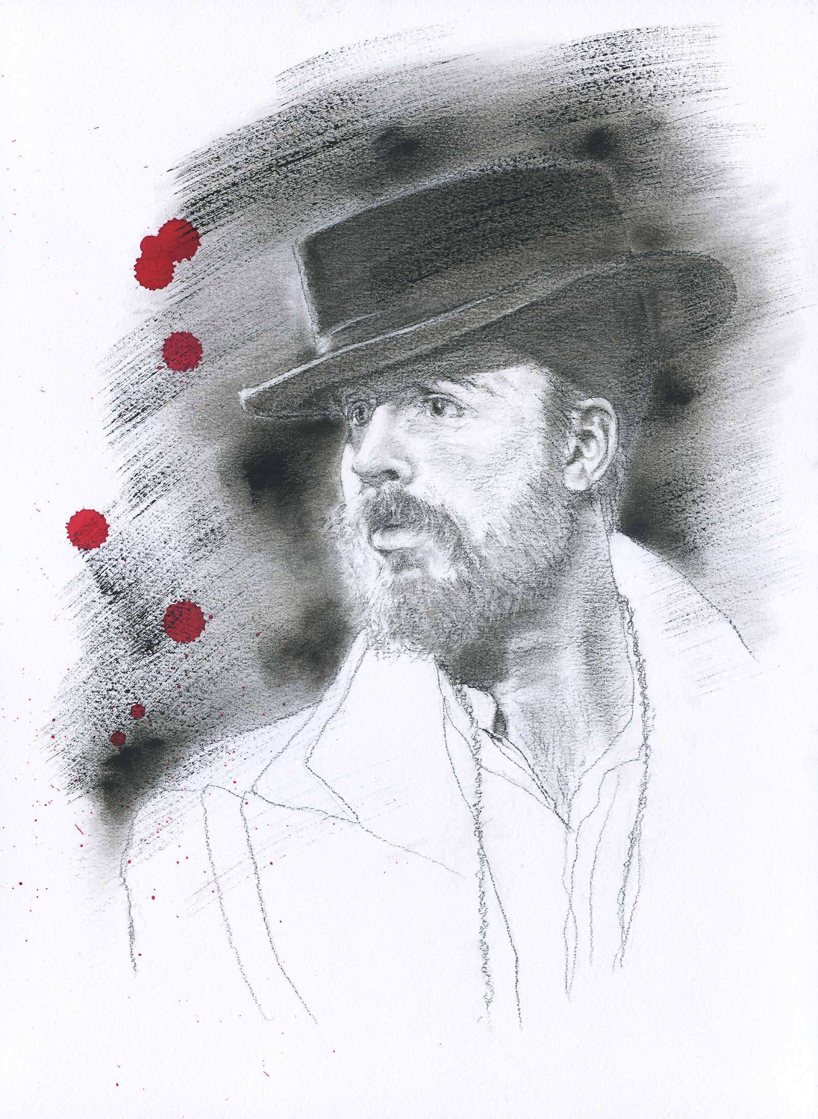 Portrait of Tom Hardy /
 Pastel & Ink on Paper