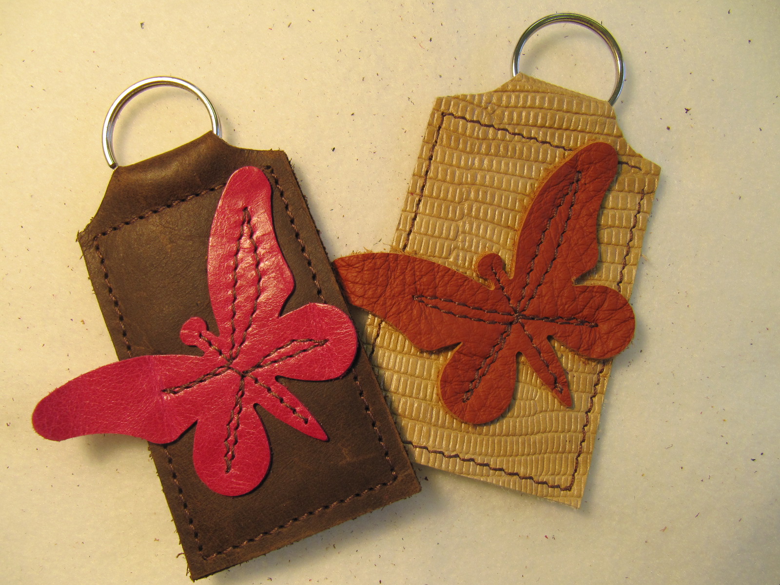 Butterfly leather key fobs