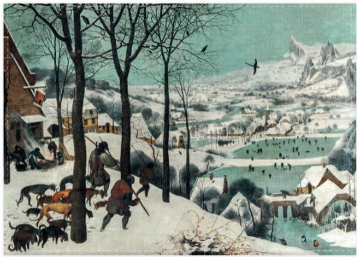 Theedoek, JAGERS IN DE SNEEUW van Pieter Bruegel