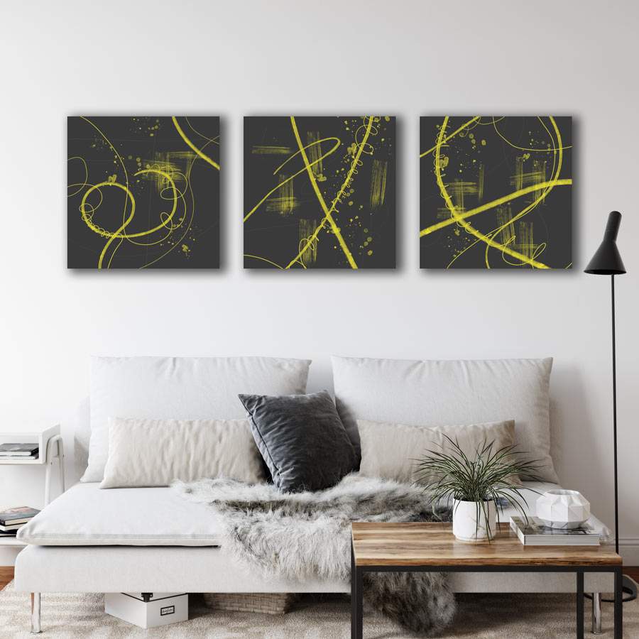Modern drieluik in abstracte stijl
