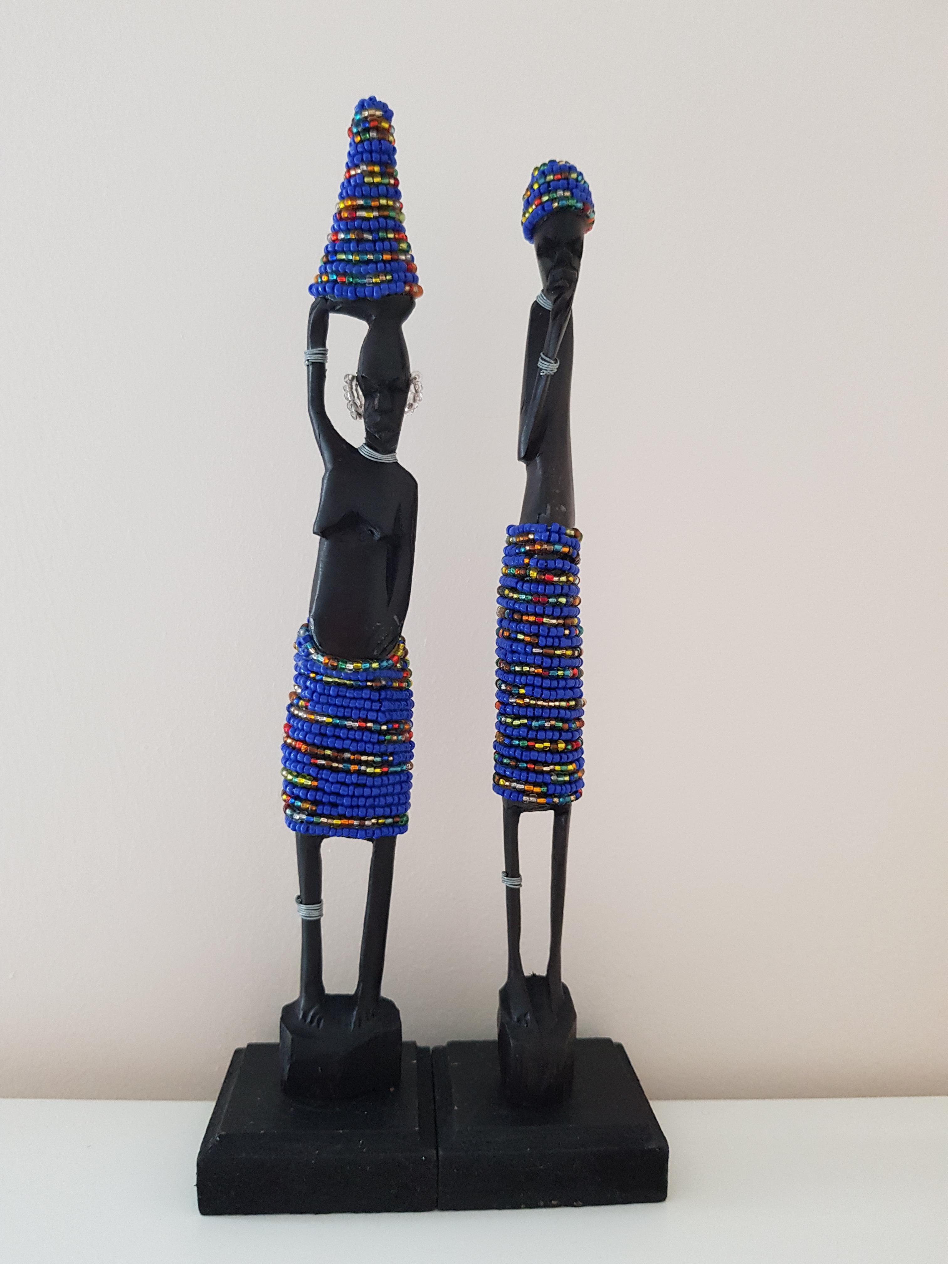 African Beaded Statues (Pair)