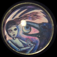 'Crow and Doll' silver brooch