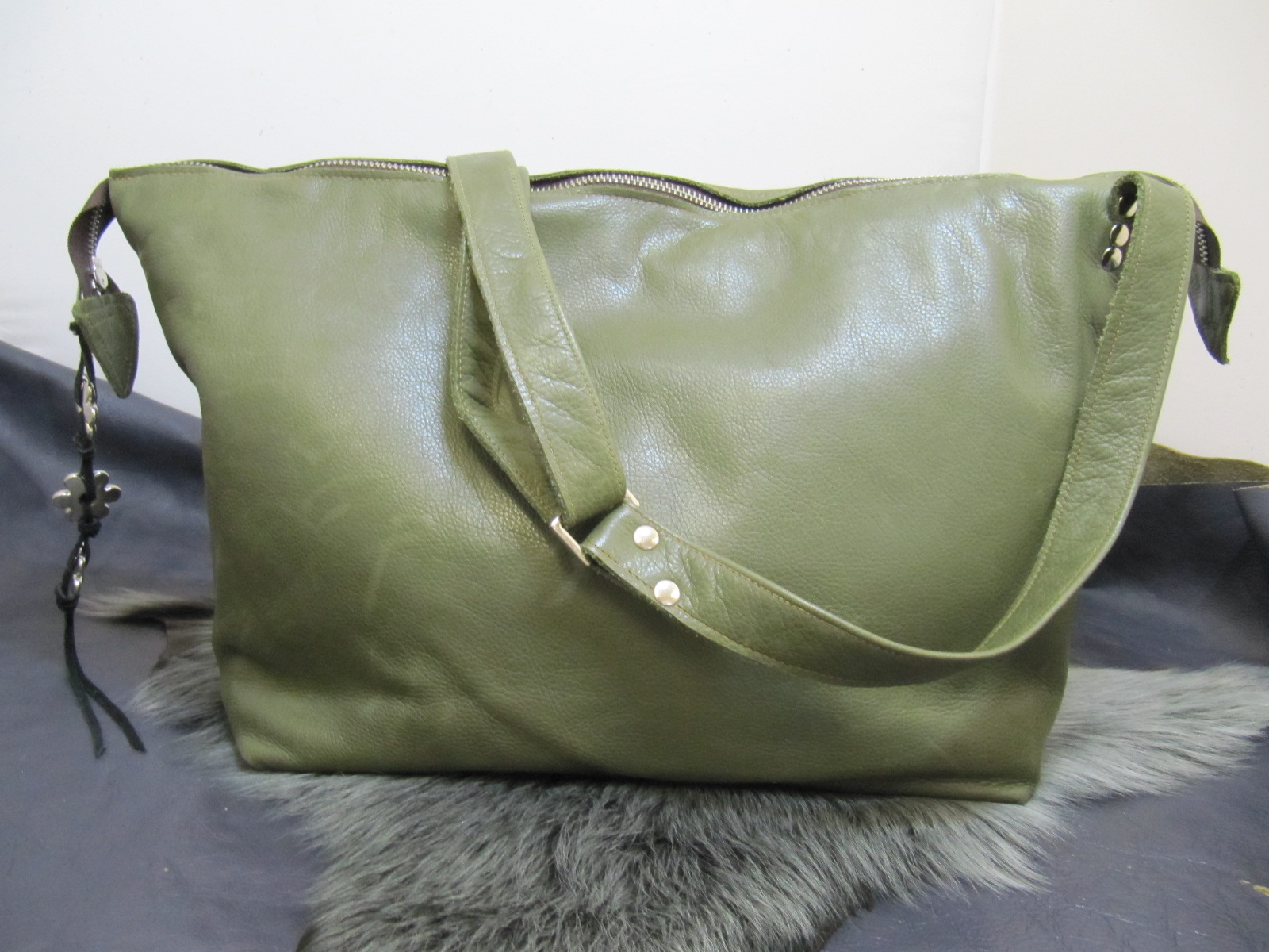 Olive Green soft leather handbag