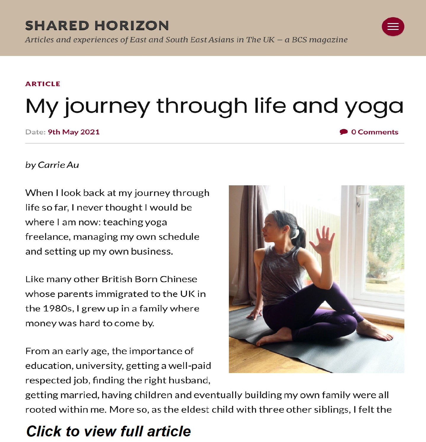 Yoga Mind Balance Carrie Au's Journey through life and Yoga