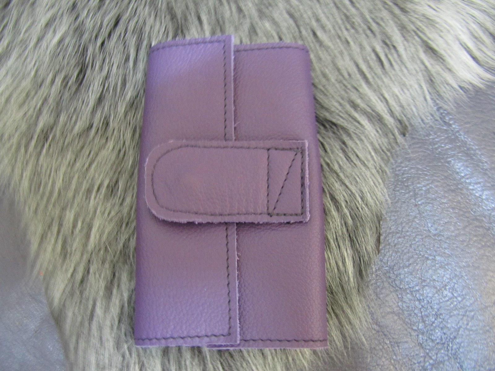 Leather key case purple