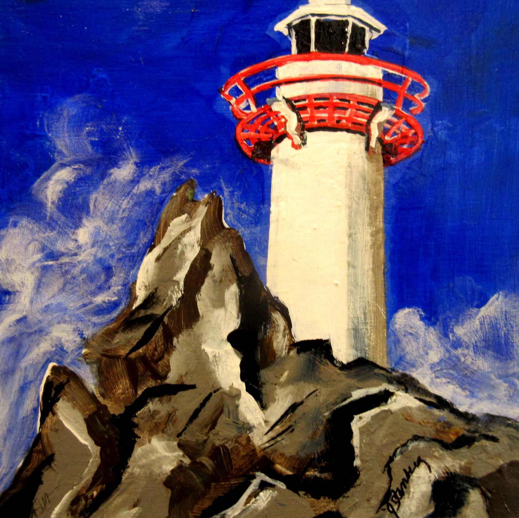 "Lighthouse on Rock", Newfoundland, 10x10
