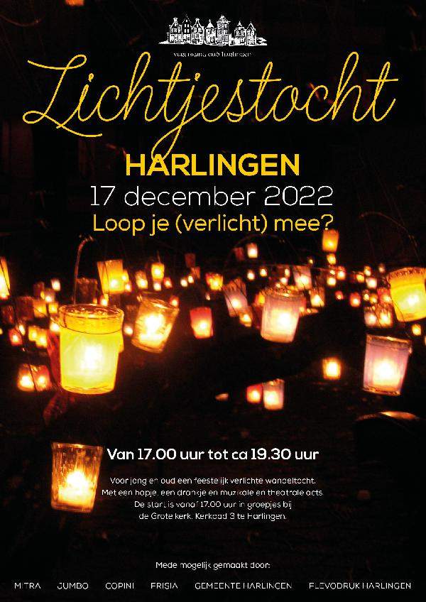 zaterdag 17 december lichtjestocht in Harlingen