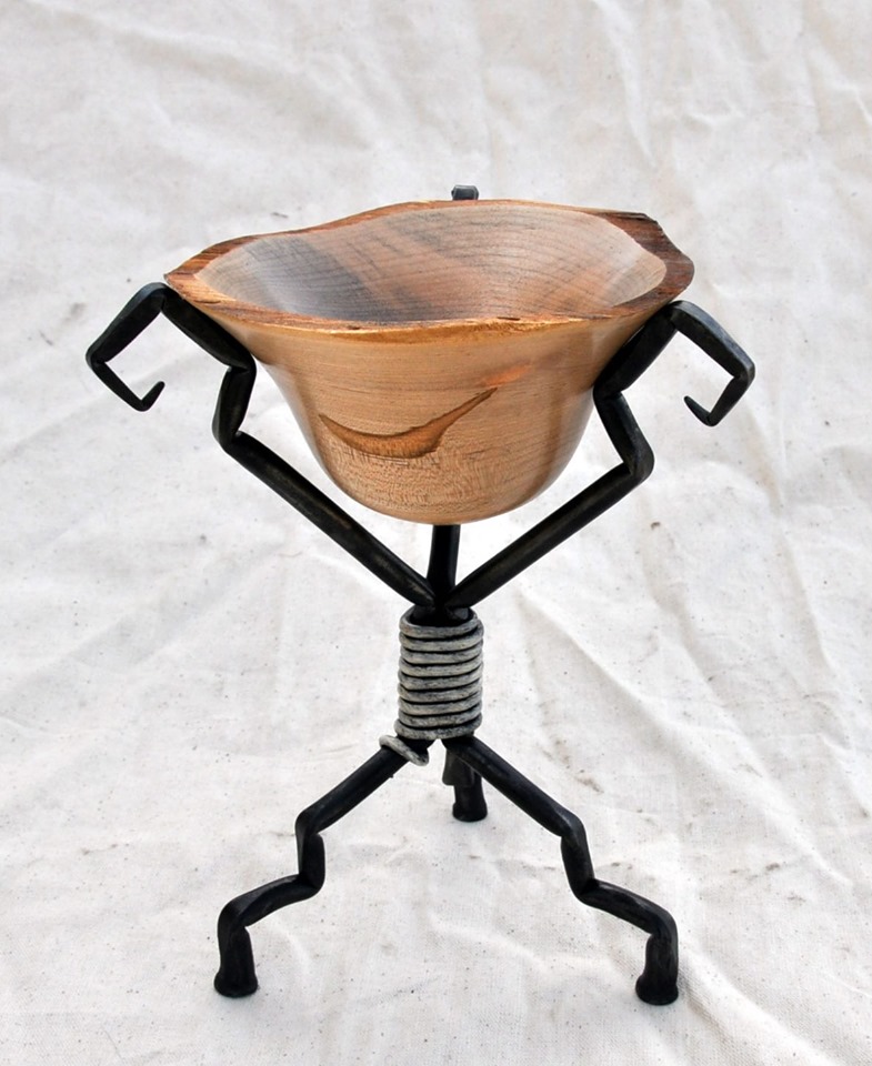 Dano Harris:  Wooden bowls, cheese boards, candelabras made with figured woods and forged steel.