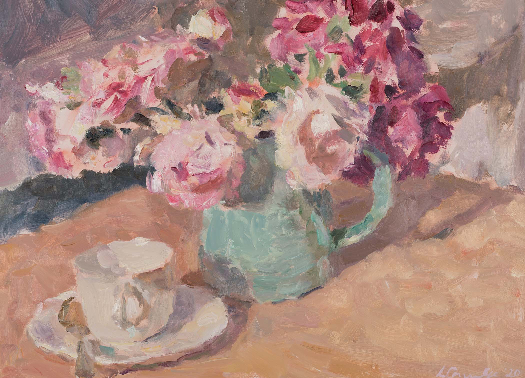 Roses in a Turquoise Jug
