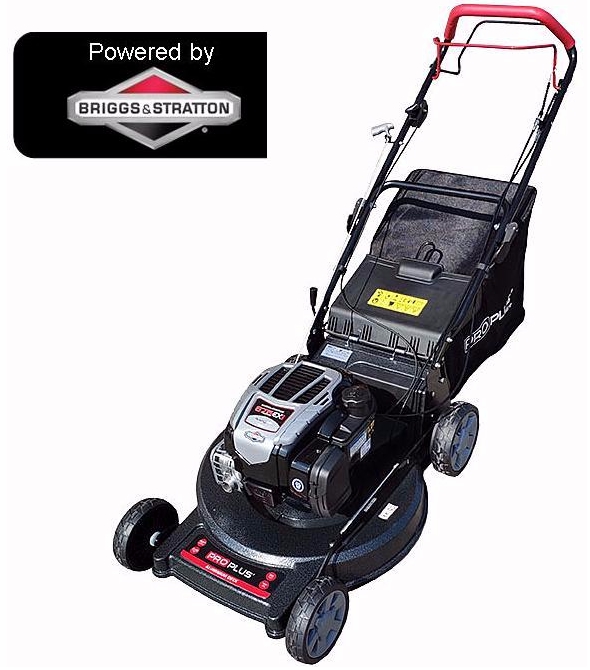 ProPlus Self Propelled 56cm(22") Aluminium Deck Lawnmower with 6hp Briggs and Stratto Engine, 75 litre collection bag, central height adjustment, 2 in 1 collect and mulch
