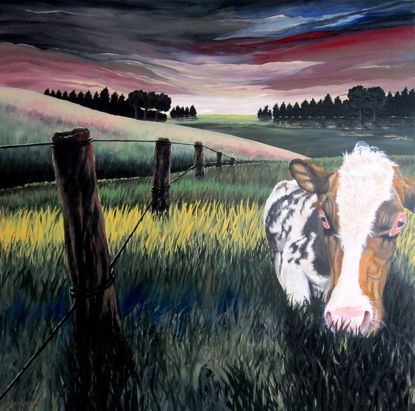 "End of the Day - Cow", 32x32