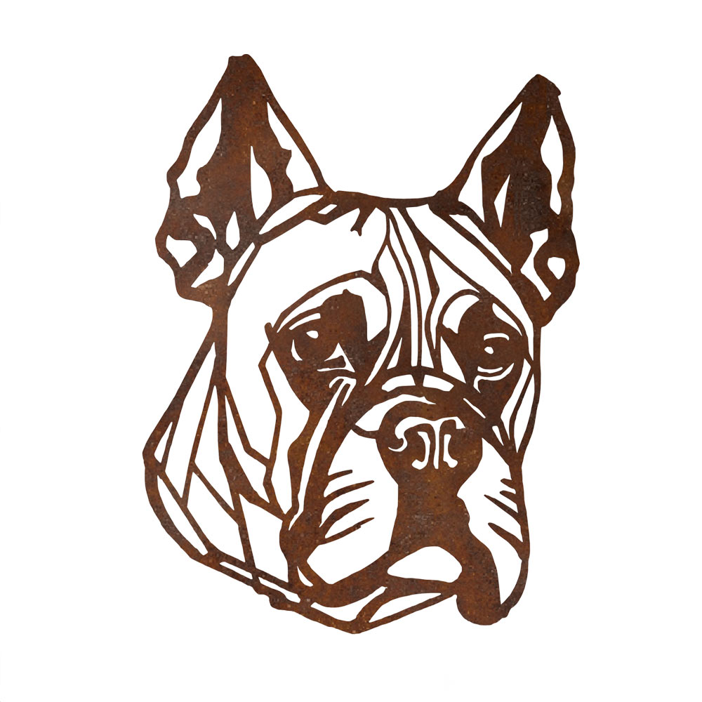 Metalen wanddecoratie - hond kop - Boxer