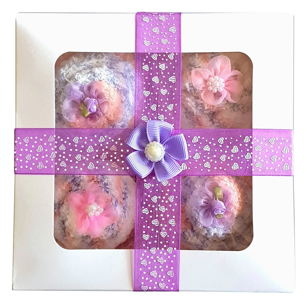Women's 'Cozy Sock' Cupcakes, Purple Ribbon Gift Box.