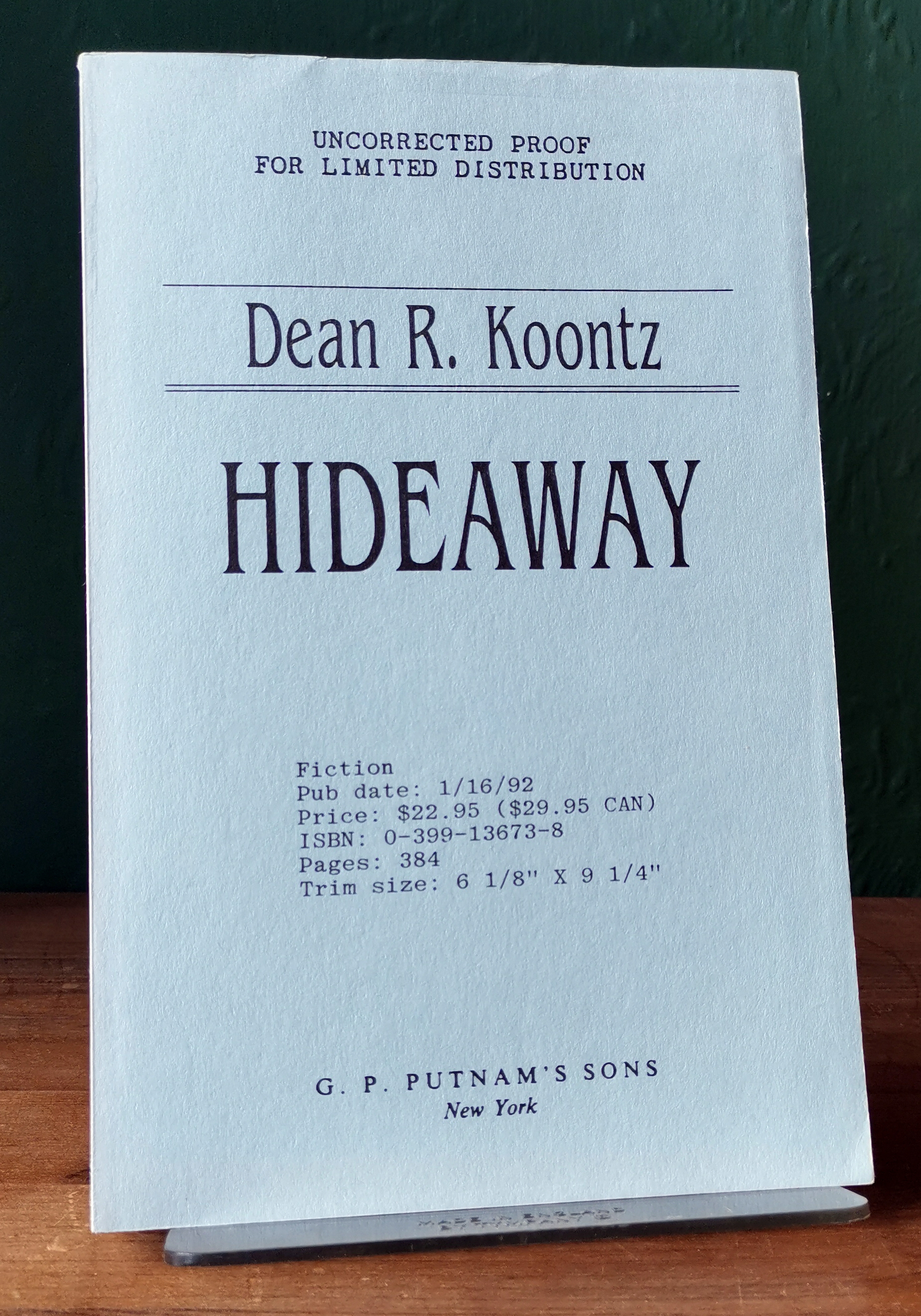 Hideaway Signed US Proof