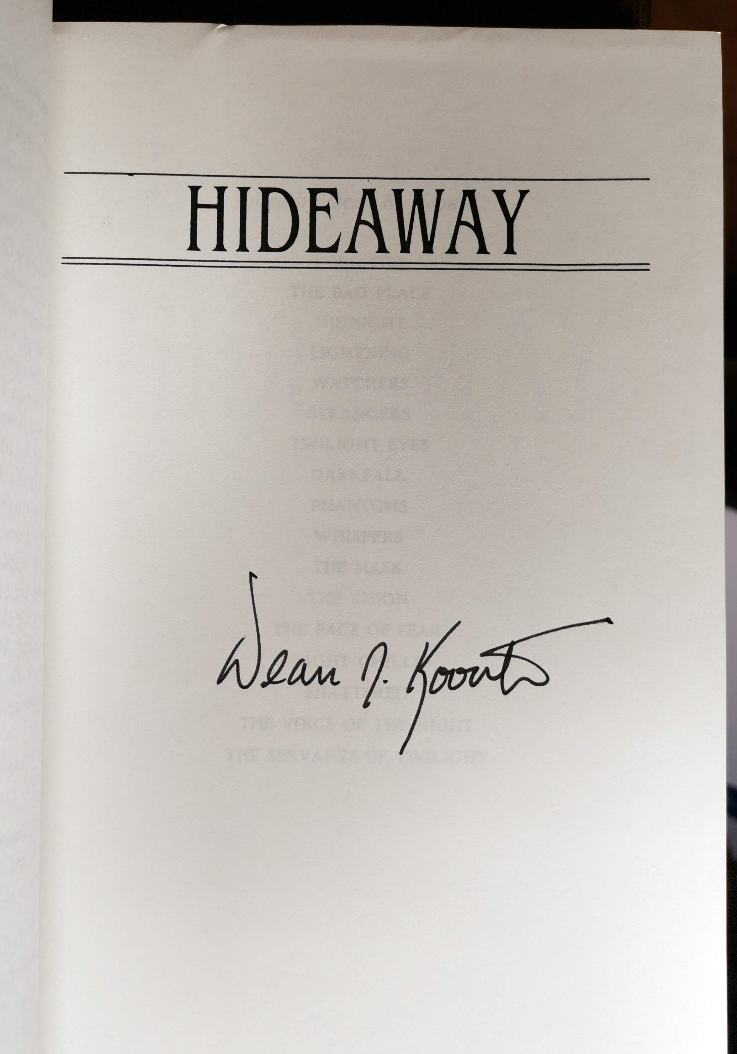 Hideaway Signed US Proof