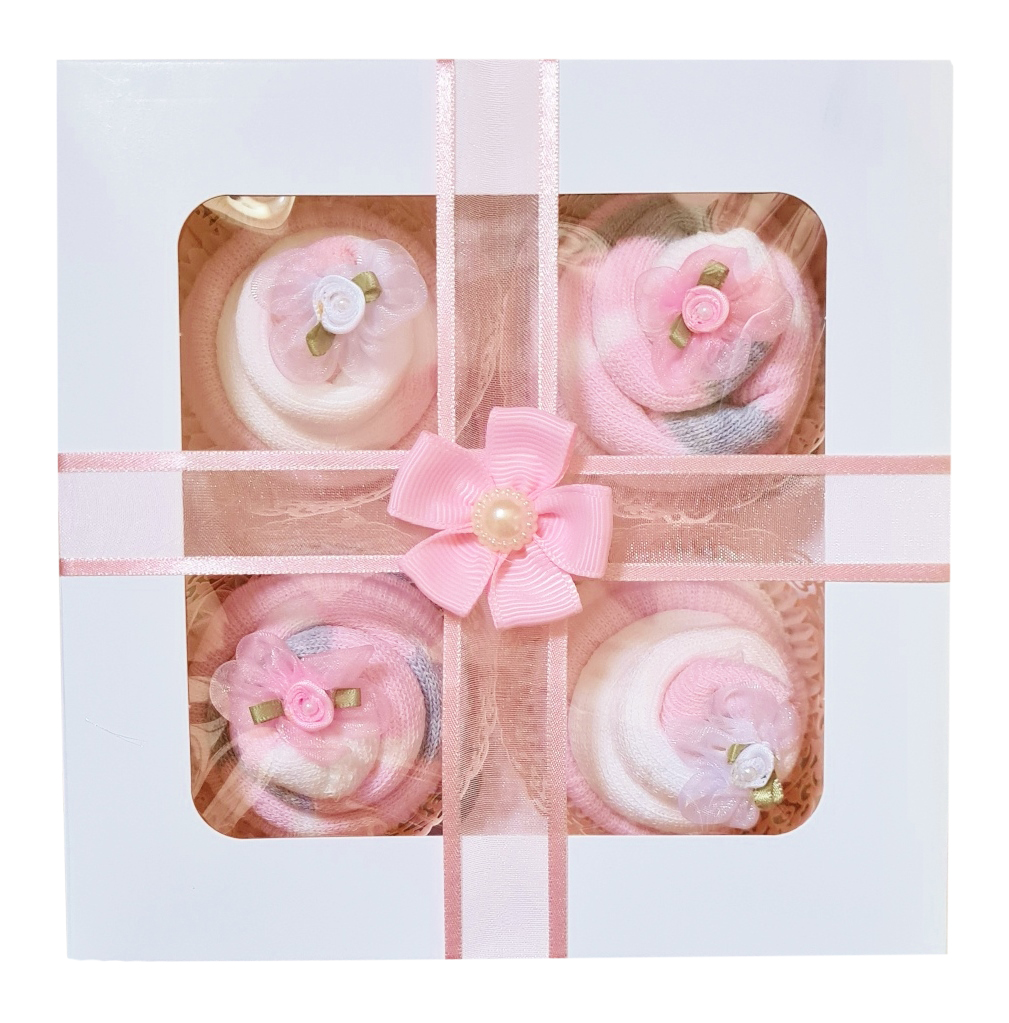 Women's Thermal Sock Cupcakes - Pink Ribbon Gift Box