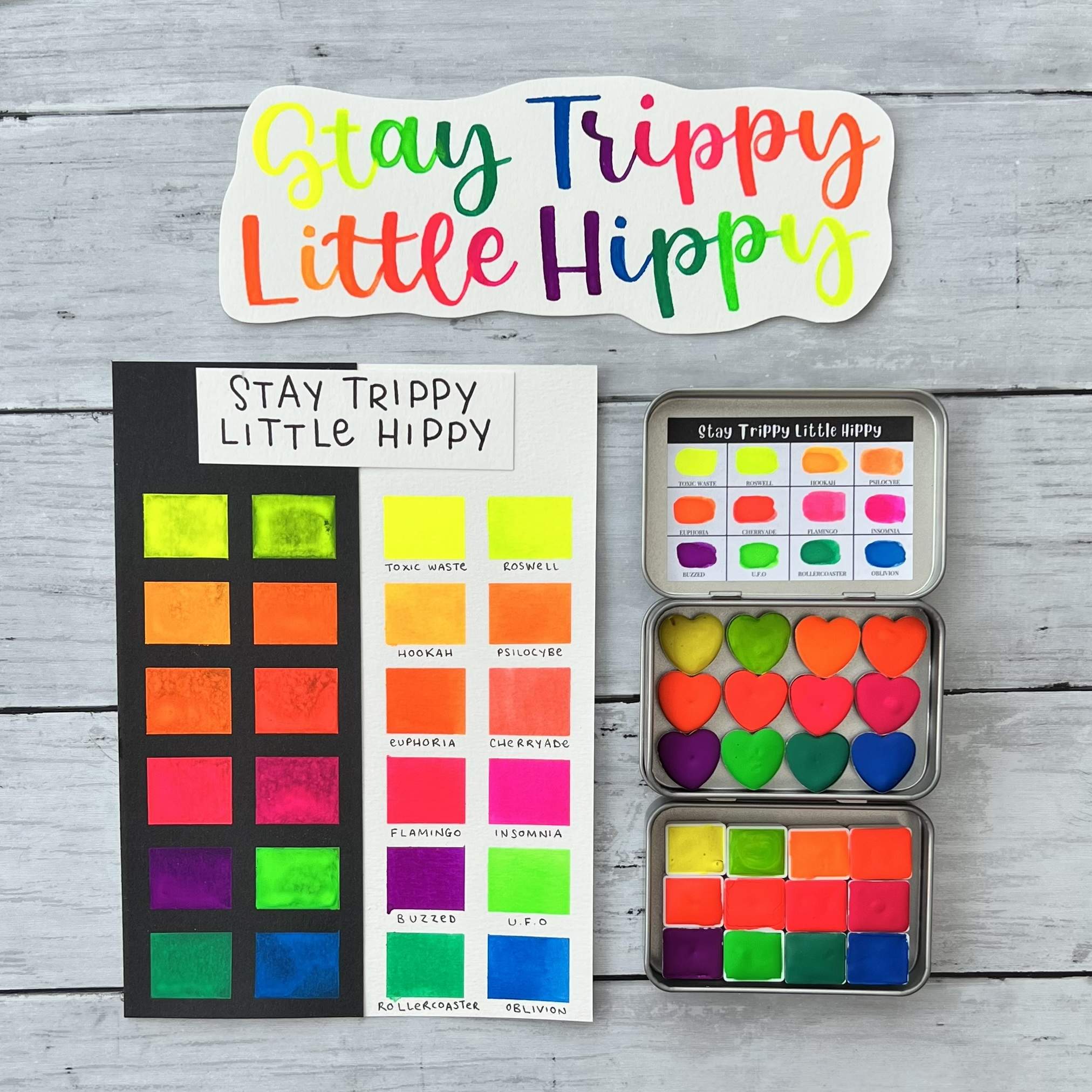Stay Trippy Little Hippy Handmade Watercolour Set