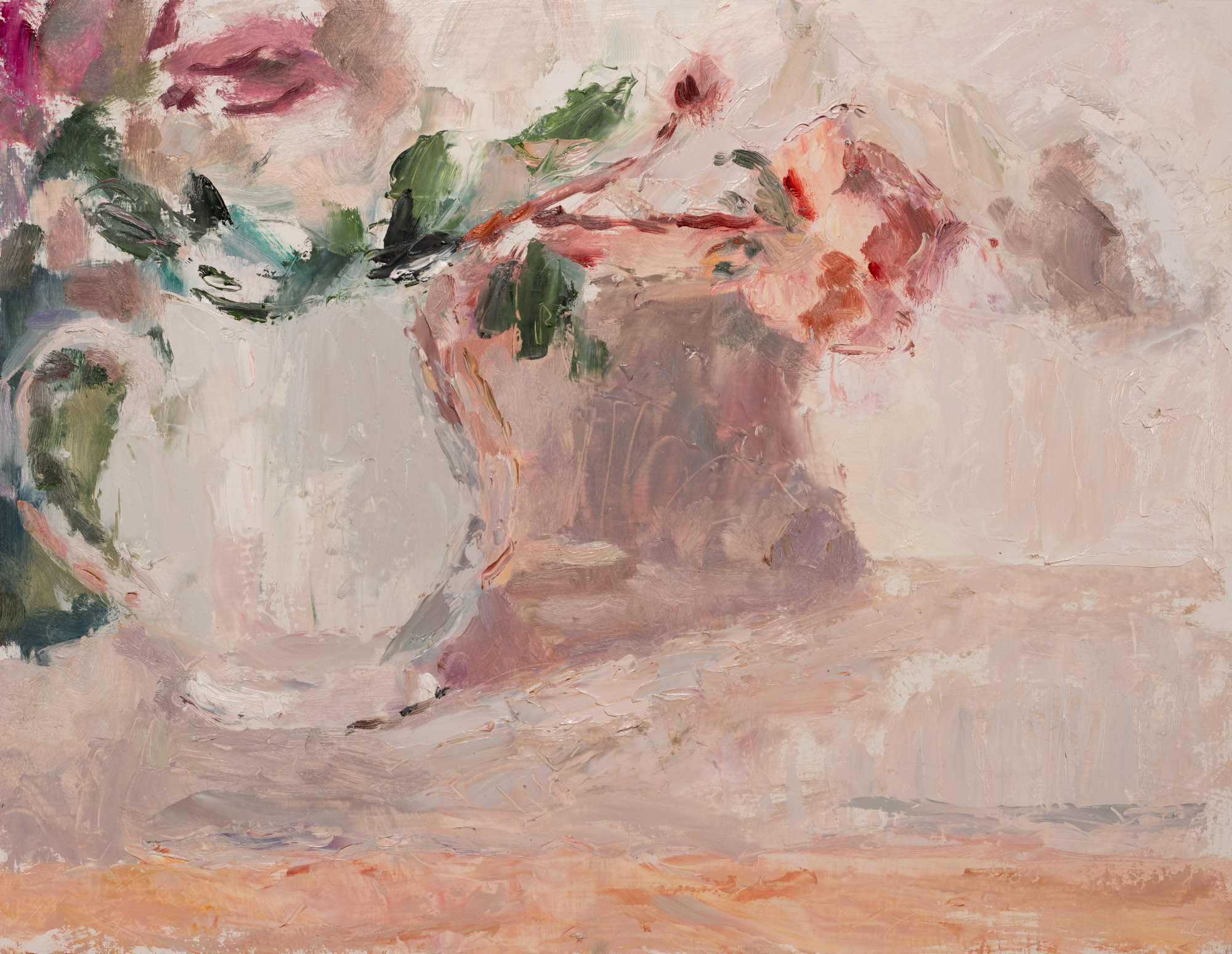 Rose in a White Jug, Oil on Board, 32.6cm x 42.3cm