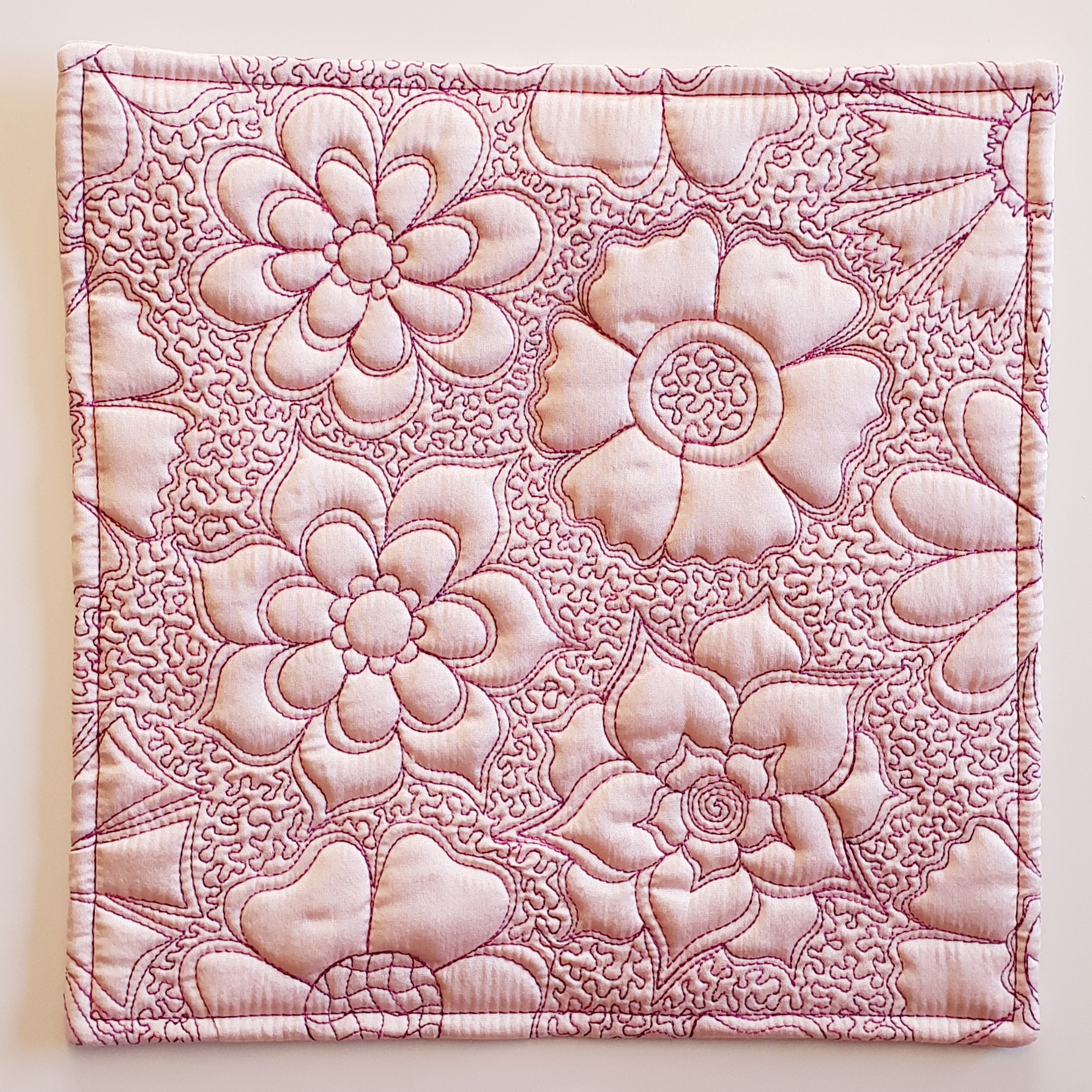 "Pink Lace" Silk Mini Quilt