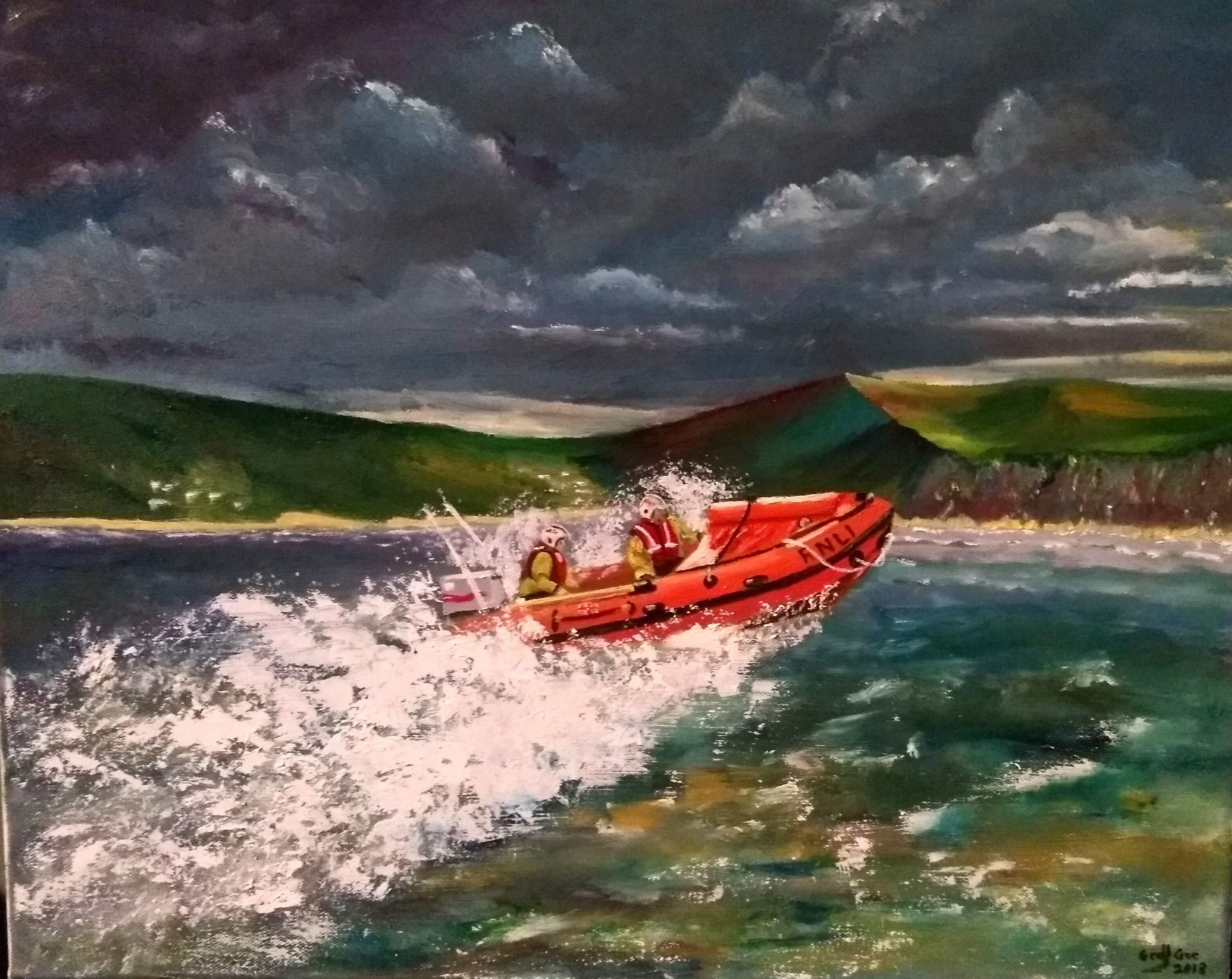 Braving the Sea (185) - Oil on Canvas 20"x16" Price - Donated to RNLI