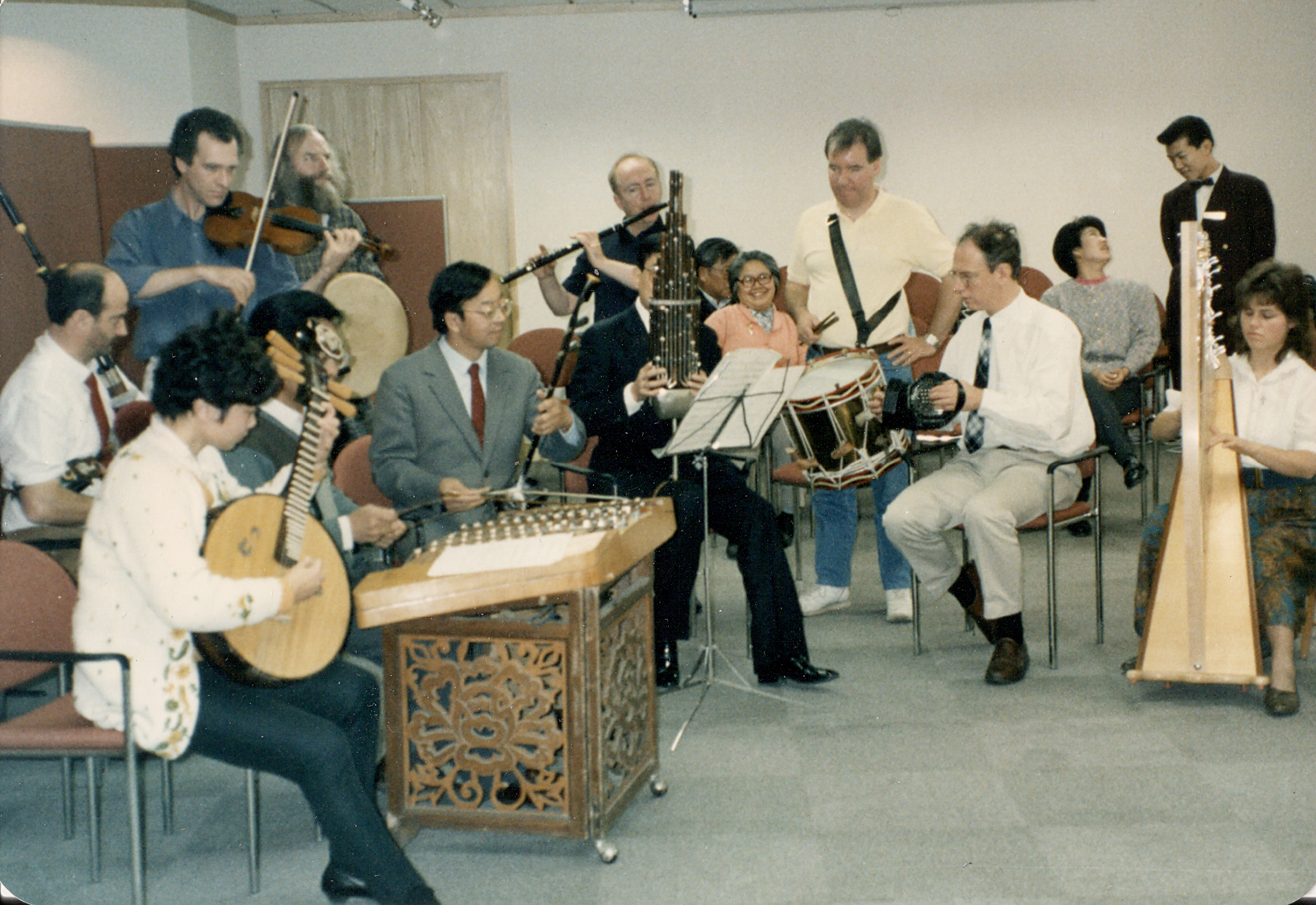 Chinese musicians & The Whistlebinkies play in Beijing in November 1991 during our tour