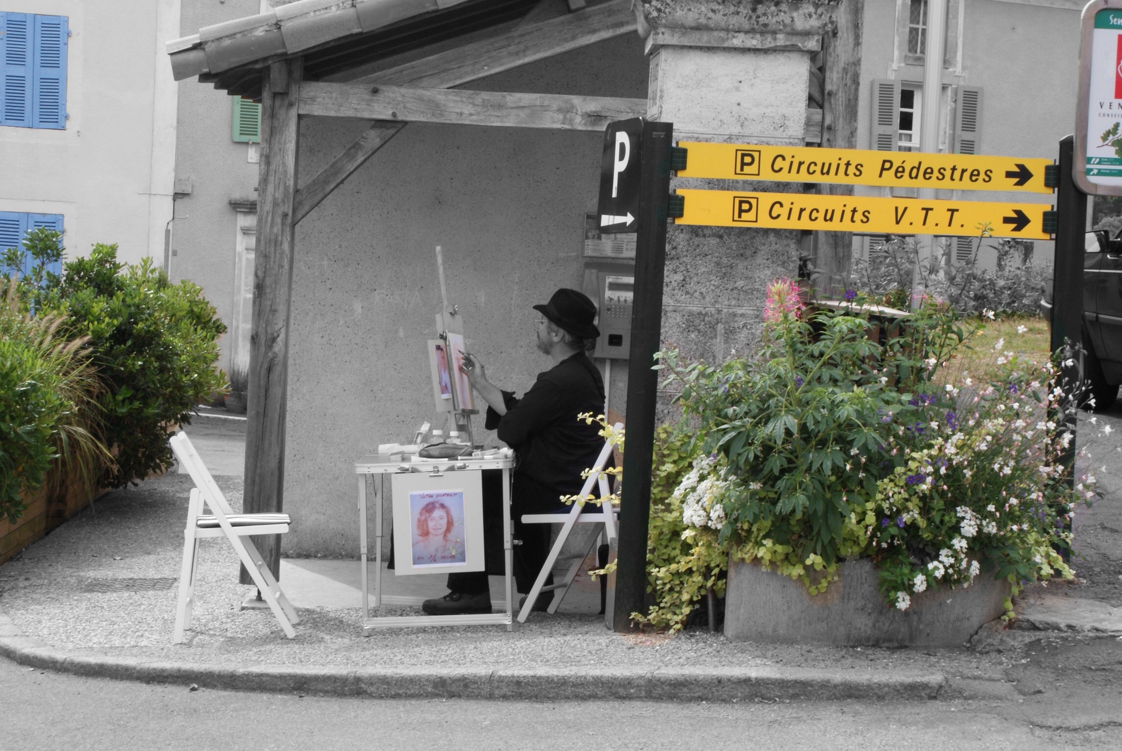 This artist was painting a view across the small village in central France