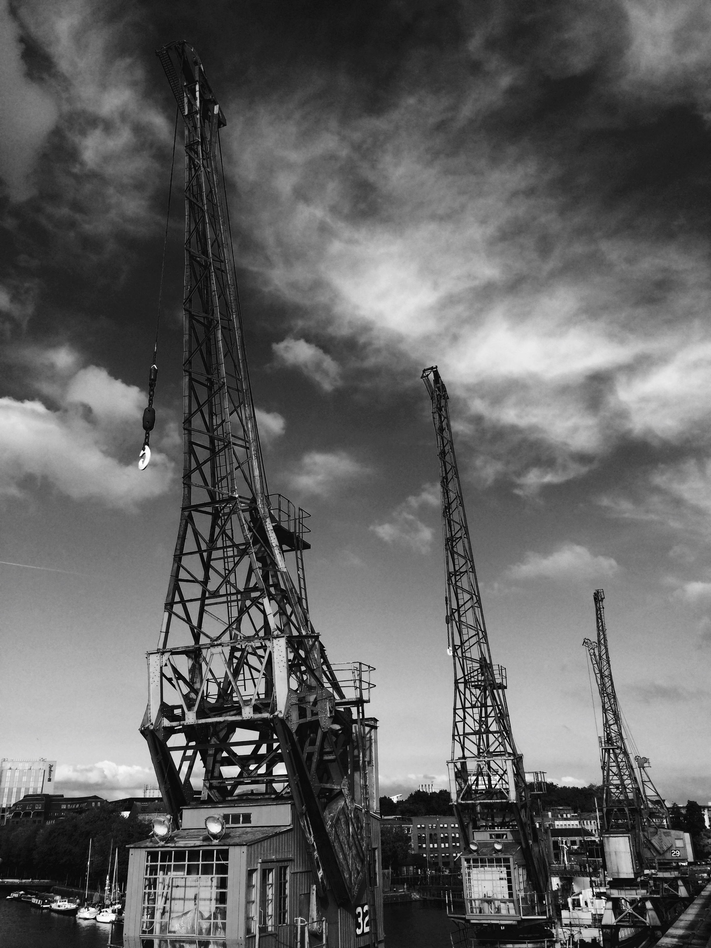Image of one of the cranes formerly used for loading and unloading the ships in Bristol harbour
