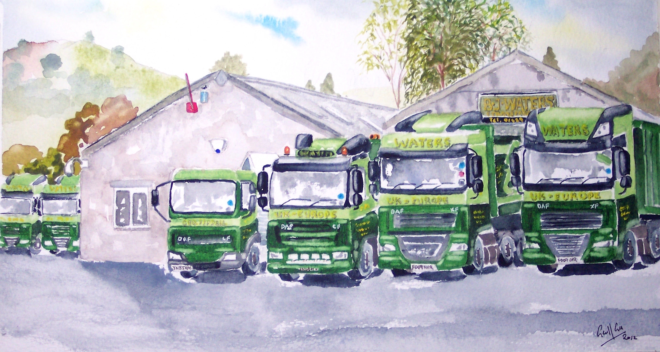 Bank Holiday Weekend - Waters Transport (120 + 121) Pair of watercolours Framed 24"x14" £150 each