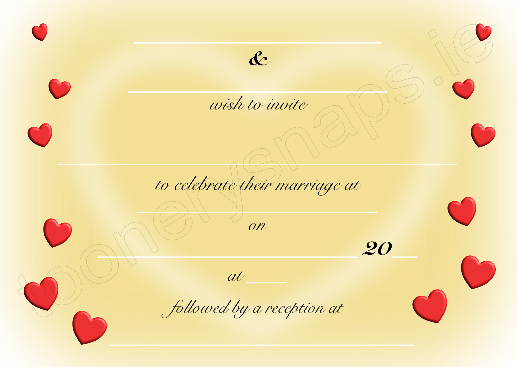 Blank Wedding invite flip side