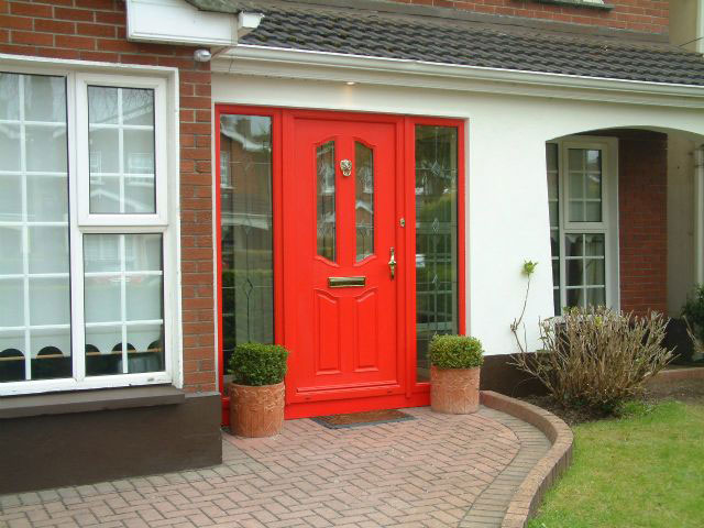 TRAFFIC RED APEER APL2 COMPOSITE FRONT DOOR FITTED BY ASGARD WINDOWS IN DUBLIN 15.