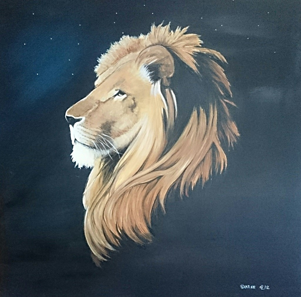 The Artist Stacey painted this beautiful Lion in order to call upon her inner strength and courage.