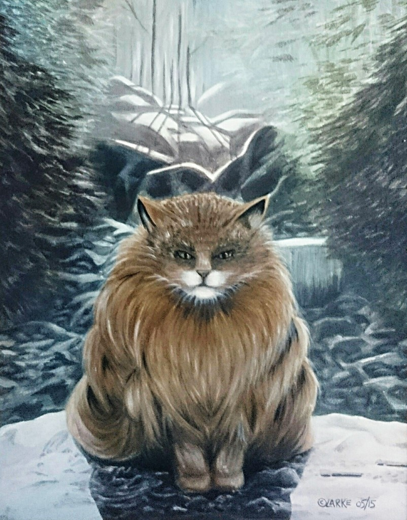 The Artist Stacey painted this incredibly adaptable Forest Cat for a prestigious Art Exhibition.